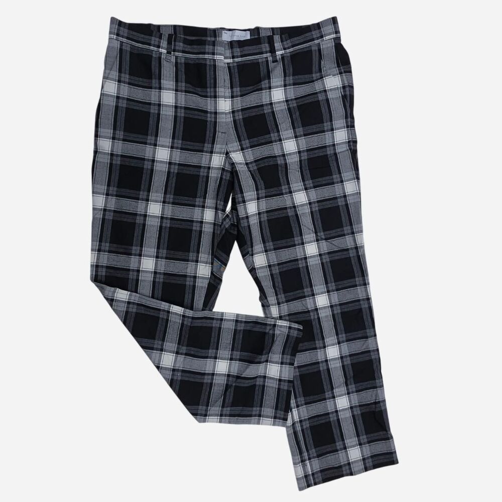 Gap black and white plaid tailored crop trousers Size 14 #preppy #tailored